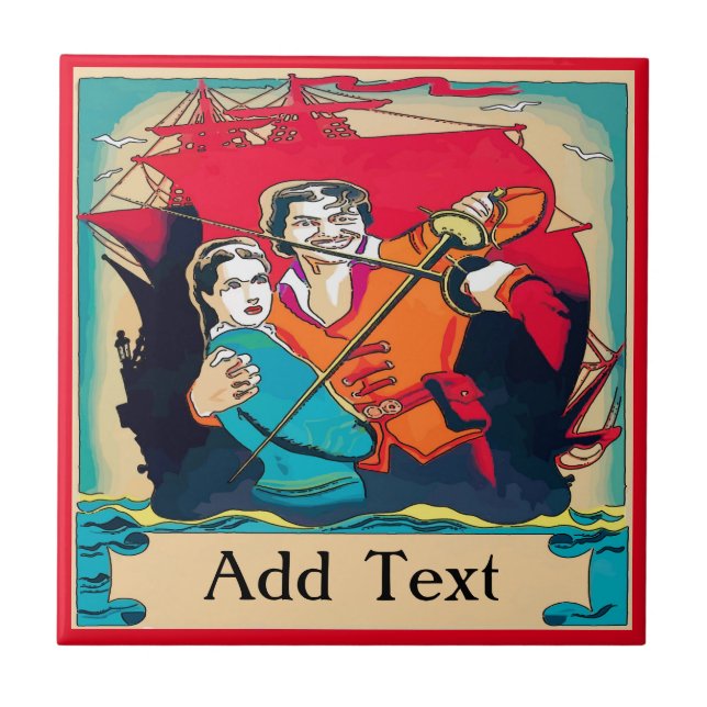 Pirates, add text, personalise ceramic tile (Front)