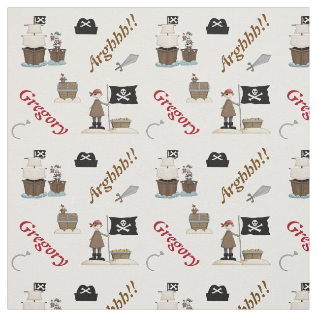Pirates and pirate ship personalised with name fabric (Swatch)