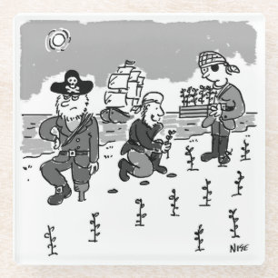 Pirates are Gardening Using a Wooden Leg. Funny Glass Coaster