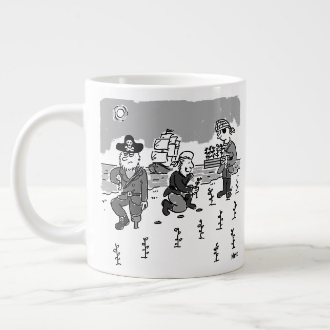Pirates are Gardening Using a Wooden Leg. Funny Large Coffee Mug (Left)