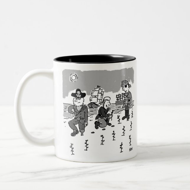 Pirates are Gardening Using a Wooden Leg. Funny Two-Tone Coffee Mug (Left)