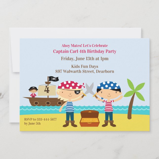 Pirates Birthday Party Mates Invitation (Front)