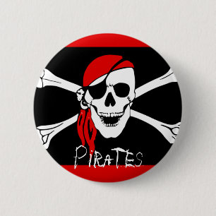 Pirates - Black and Red Pirate Skull 6 Cm Round Badge