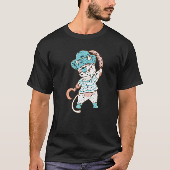 Pirates Costumes Cat Animal Wearing Pirate Men Wom T-Shirt (Front)
