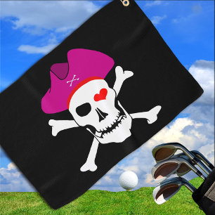 Pirates Flag & Captain Grace, Skull /Golf Games Golf Towel