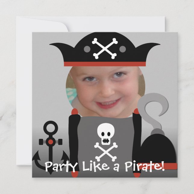 Pirates Girl Party Like a Pirate Birthday Invites (Front)