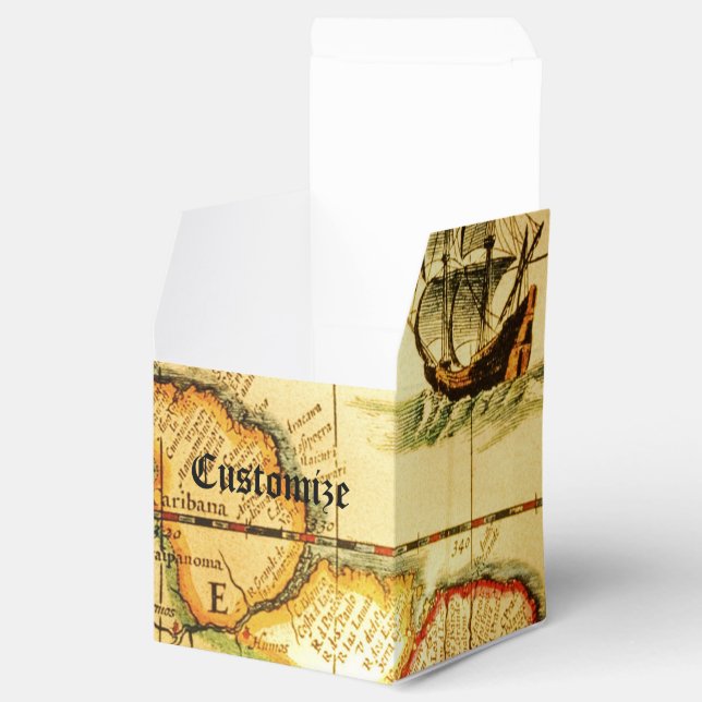 Pirates Gold Treasure Map Cube Favour Box (Opened)