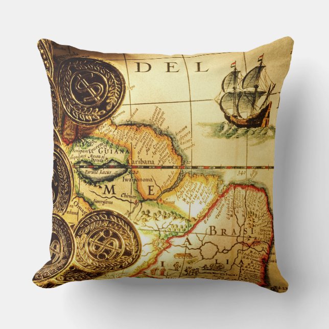 Pirates Gold Treasure Map Cushion (Front)