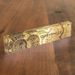 Pirates Gold Treasure Map Nameplate