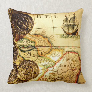 Pirates Gold Treasure Map Throw Pillow