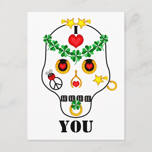 Pirates! I Love...Skull to Personalise Postcard (Front)