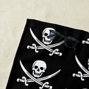 Pirates Jolly Roger Beach Towel