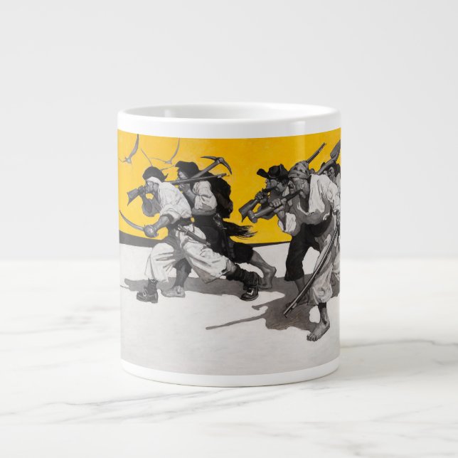 Pirates looking for buried treasure. large coffee mug (Front)