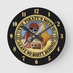 Pirate's Motto Round Clock