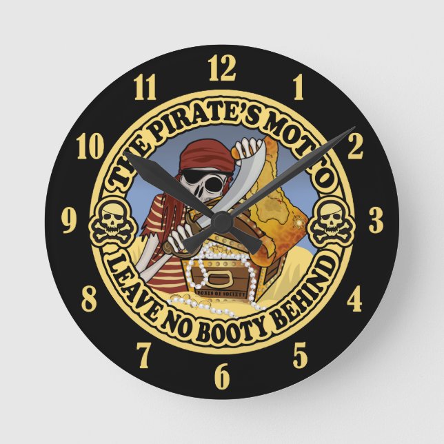 Pirate's Motto Round Clock (Front)