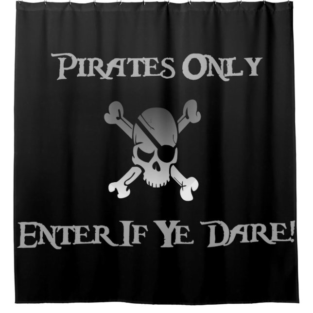 Pirates Only - Enter If Ye Dare! Funky Skull Shower Curtain (Front)