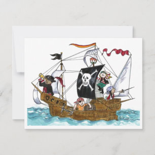 PIRATES PARTY THEME SHIP SAILS JR FLAG INVITATION