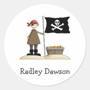 Pirates · Pirate, Flag & Treasure Classic Round Sticker