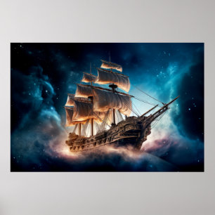 Pirates Ship Otherworldly Dimension Fantastic Art Poster