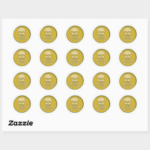 Pirates Skull and Crossbones gold coin  Classic Ro Classic Round Sticker