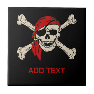 Pirates Skull personalise add text,Tile Ceramic Tile