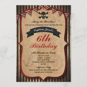 Pirates themed birthday party invitation