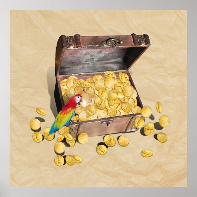 Pirate's Treasure Chest on Crinkle Paper Poster (Front)