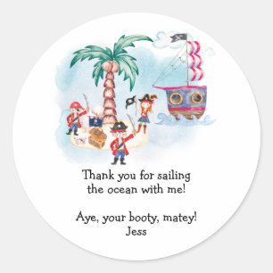 Pirates Treasure Hunt Map Kids Boy Birthday  Classic Round Sticker