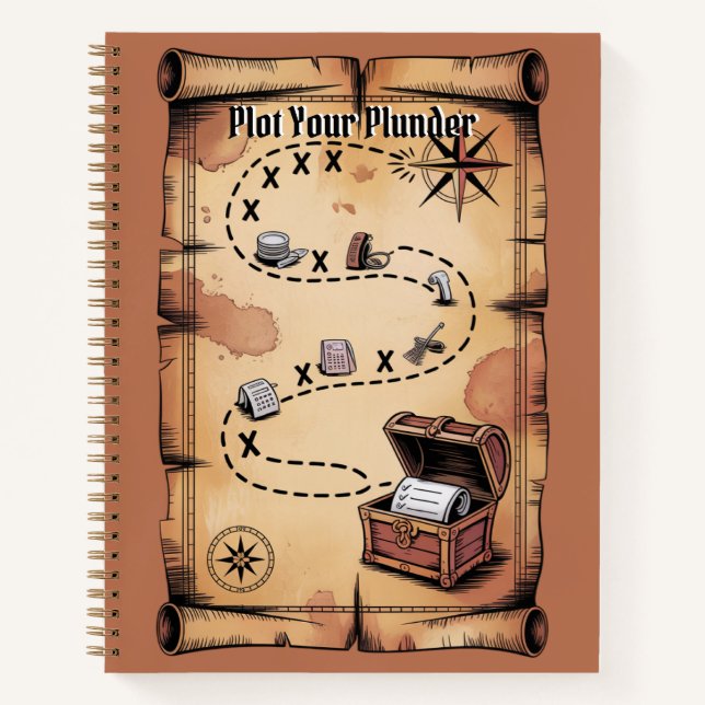 Pirate's Treasure Map | Adventure Themed To-Do Lis Notebook (Front)