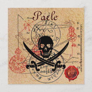 PIRATES TREASURE MAPS ,SKULL AND CROSSED SWORDS ANNOUNCEMENT