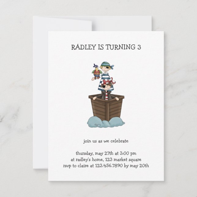 Pirates · Two Pirates in a Boat Invitation (Front)