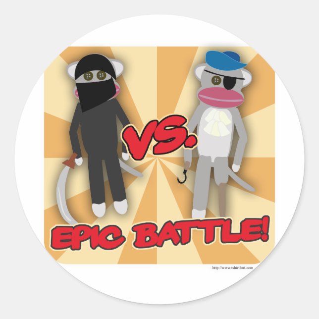 Pirates Vs. Ninja Monkeys Classic Round Sticker (Front)