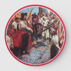 PIRATES WITH TREASURE CHEST LARGE CLOCK