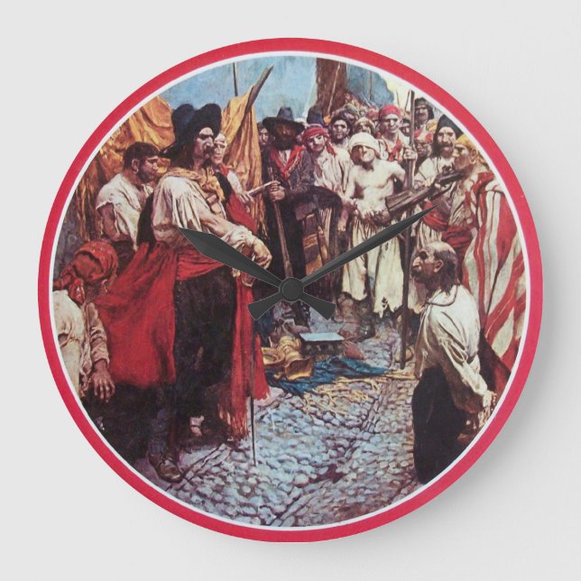 PIRATES WITH TREASURE CHEST LARGE CLOCK (Front)