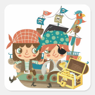 Pirates With Treasure Square Sticker