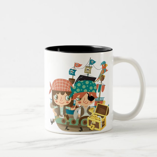 Pirates With Treasure Two-Tone Coffee Mug (Right)