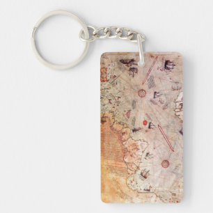 piri reis ancient map history mystery vintage Anta Key Ring