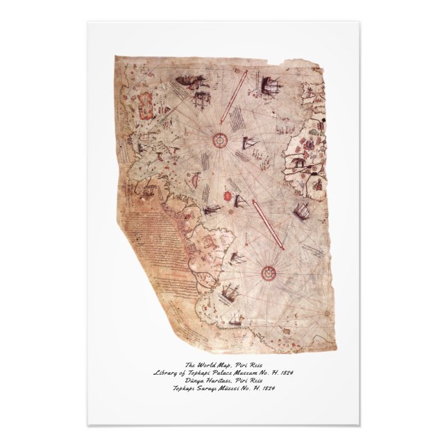 Piri Reis Old World Map Photo Print (Front)