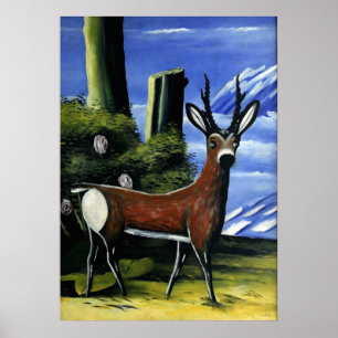Pirosmani - Roe Deer with a Landscape Background Poster