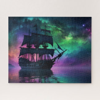 Pirtate Galleon Beneath the Haunted Stars Jigsaw Puzzle