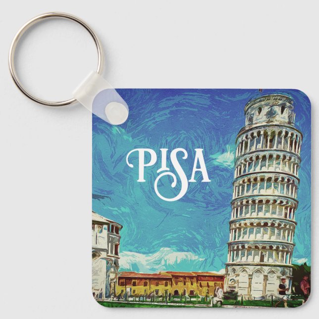 Pisa Italy europe Paint Colorful Key Ring (Front)