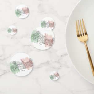 Pisa Italy Leaning Tower Italian Flag Colours Confetti