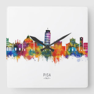 Pisa Italy Skyline Square Wall Clock