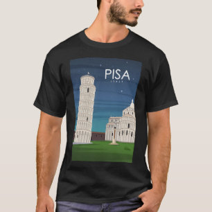 Pisa Italy Vintage Minimal Retro Travel Poster T-Shirt