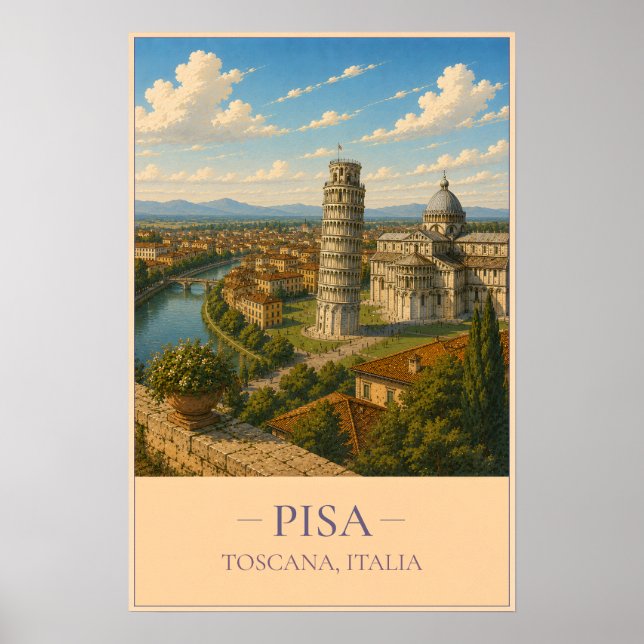 Pisa, Italy – Vintage Travel Poster (Front)