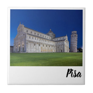 Pisa Leaning Tower Night Panorama Italy Gift Ceramic Tile