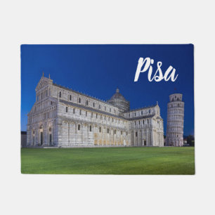 Pisa Leaning Tower Night Panorama Italy Gift Doormat