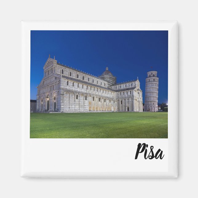 Pisa Leaning Tower Night Panorama Italy Gift Magnet (Front)