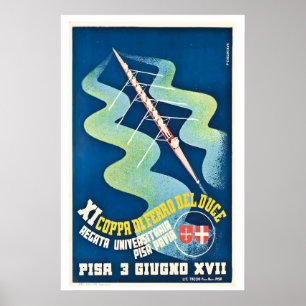 Pisa-Pavia University Regatta Italy Rowing Races Poster