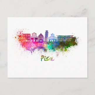Pisa skyline in watercolor postcard
